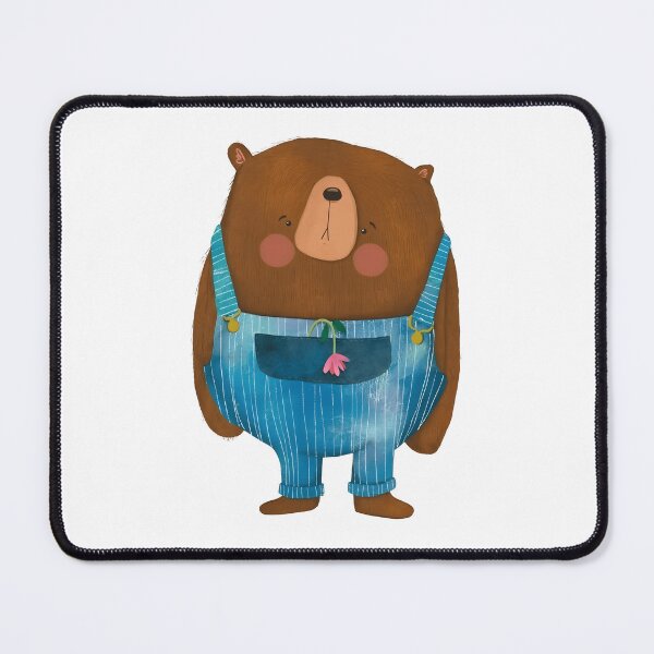 Item preview, "Flower Delivery" Brown Bear in Striped Overalls designed and sold by Mushroona.