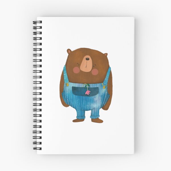 Item preview, "Flower Delivery" Brown Bear in Striped Overalls designed and sold by Mushroona.