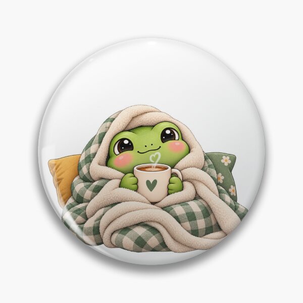 Item preview, Cozy Frog Coffee Lover – Cute Kawaii Frog Wrapped in Blanket designed and sold by Sania Wazir Studio.