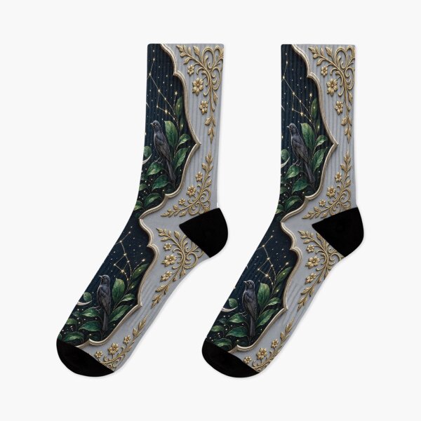 Item preview, Celestial Night Bird - Gold Crescent Moon and Constellations designed and sold by Breezes-of-Ida.