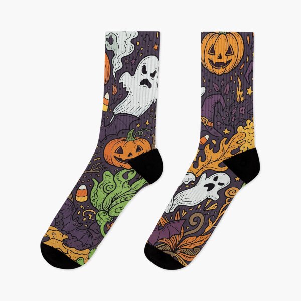 Item preview, Spooky Cute Halloween Doodle Pattern – Spooky Pumpkin & Ghost Chaos designed and sold by Prtina.