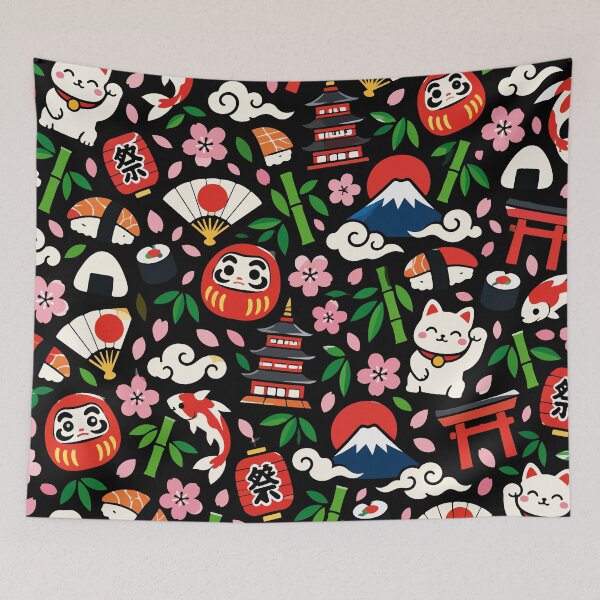 Item preview, Japanese Kawaii – Traditional Japan Seamless Pattern designed and sold by therockstuff.