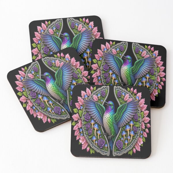 Item preview, Mystic Hummingbirds Twin Pack - Gold Art Deco and Silver Gothic designed and sold by Breezes-of-Ida.