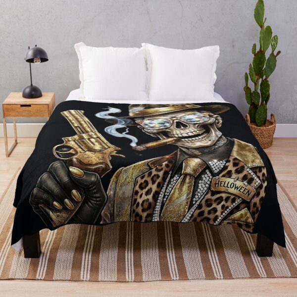 Item preview, Skull Man Gun Cigar Helloween Gold designed and sold by Voodoo Store Paranormal Collections.
