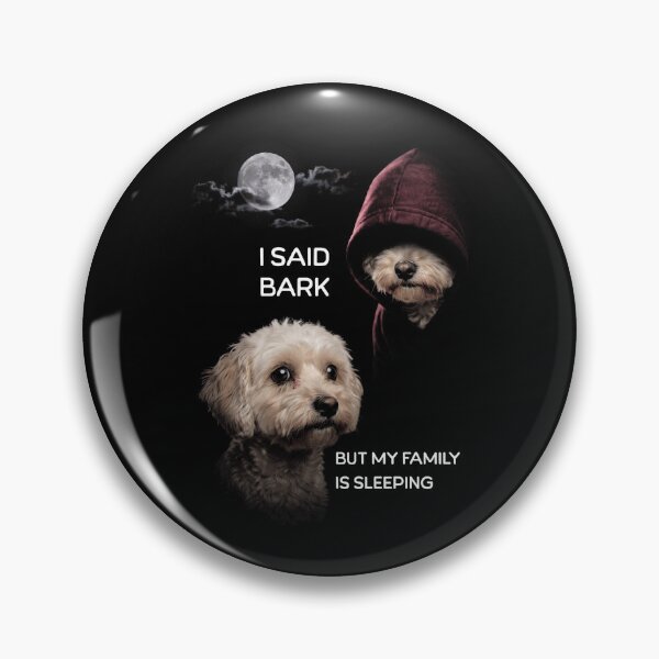 Aperçu de l'œuvre Chien Cavapoo qui aboie, lune, famille qui dort créée et vendue par d247.