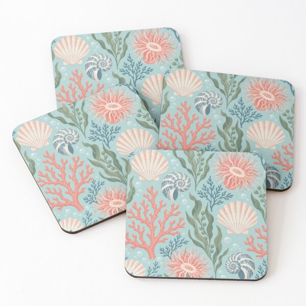 Item preview, Under the Sea Coral Reef & Seashells Seamless Pattern designed and sold by Alaa-love-art.