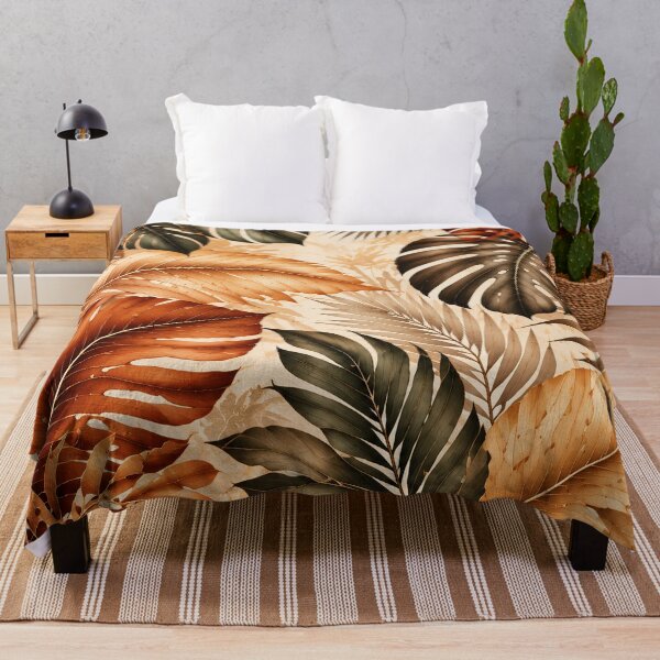 Aperçu de l'œuvre Autumn Tropical Leaves Luxury Botanical Pattern créée et vendue par M. Mamdouh Artworks.