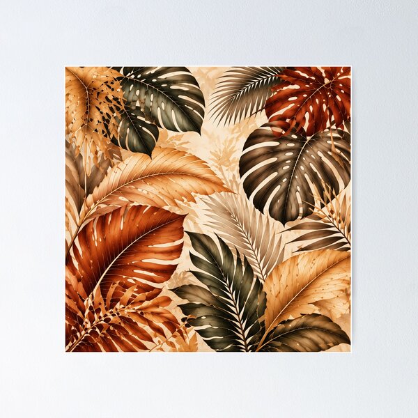 Item preview, Autumn Tropical Leaves Luxury Botanical Pattern designed and sold by M. Mamdouh Artworks.