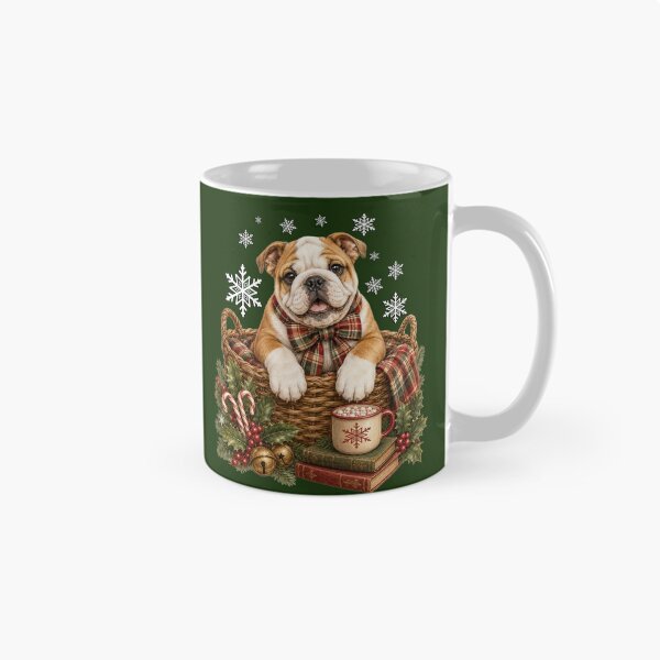 Item preview, English Bulldog Christmas Winter Basket Dog designed and sold by Cute & Sassy Custom Gifting Boutiques.
