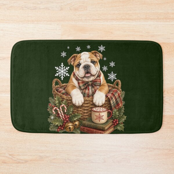 Item preview, English Bulldog Christmas Winter Basket Dog designed and sold by Cute & Sassy Custom Gifting Boutiques.