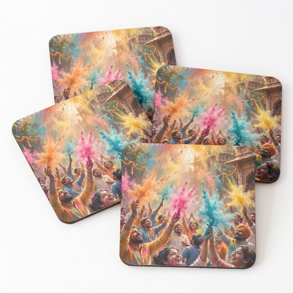 Item preview, Holi Festival Celebration | Joyful Crowd of Colors Wall Art designed and sold by Mr7Williams.