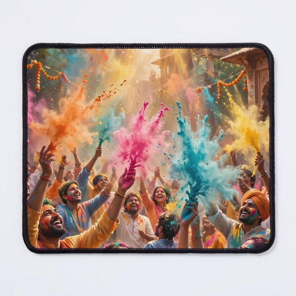Item preview, Holi Festival Celebration | Joyful Crowd of Colors Wall Art designed and sold by Mr7Williams.