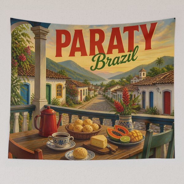 Item preview, Paraty Brazil – Vintage Coastal Travel Poster designed and sold by LSVart.