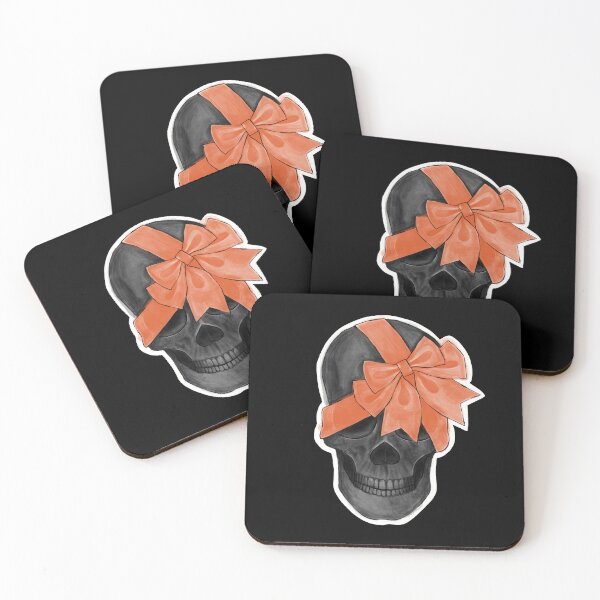 Item preview, Skull tied with an Orange Bow designed and sold by MetalTea.