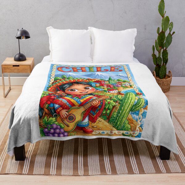 Item preview, Charming girl in colorful Chilean landscape art. designed and sold by Artessie.