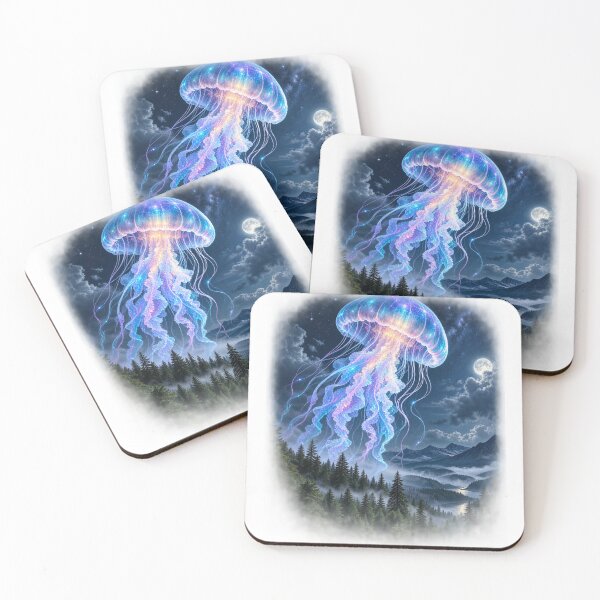 Item preview, Jellyfish Floating Above a Forest – Surreal Ocean & Nature Fantasy Art designed and sold by okay 2 look .
