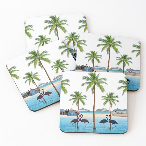 Item preview, Tropical Vacation by the Sea with Camping Flamingos designed and sold by Plushshop.