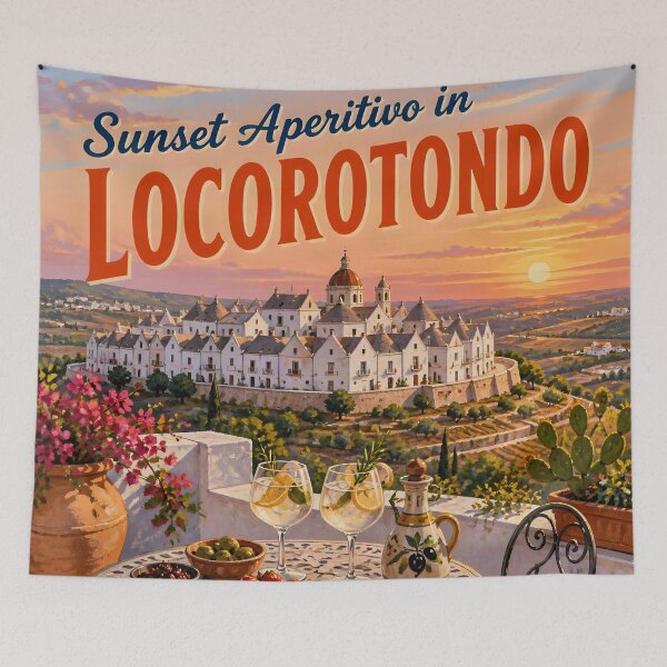 Item preview, Locorotondo Italy Sunset Aperitivo – Vintage Travel Poster designed and sold by LSVart.