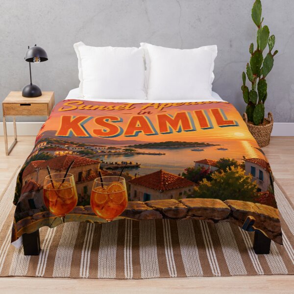 Item preview, Ksamil Albania Sunset Aperitivo – Vintage Travel Poster designed and sold by LSVart.
