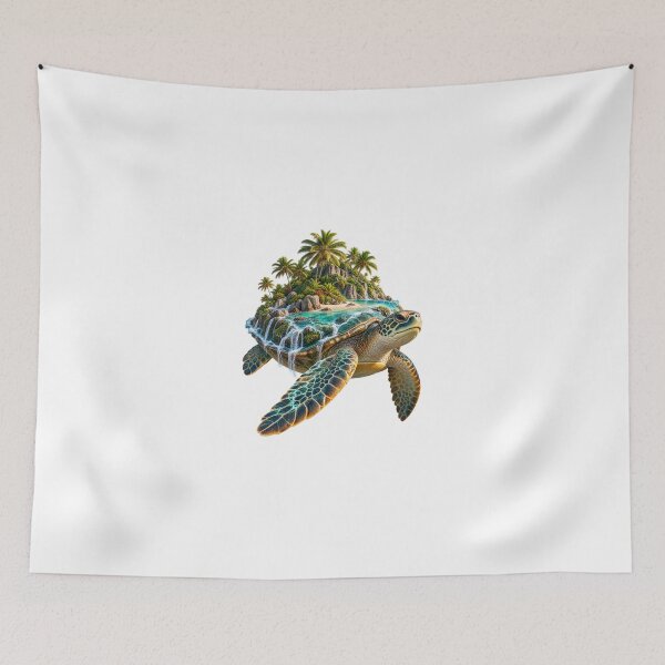 Item preview, Sea Turtle Carrying an Island – Tropical Ocean Nature Fantasy designed and sold by okay 2 look .