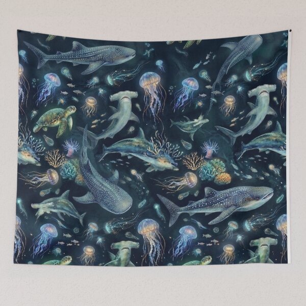 Item preview,  Monochrome blue watercolour shark designed and sold by Differenceee.