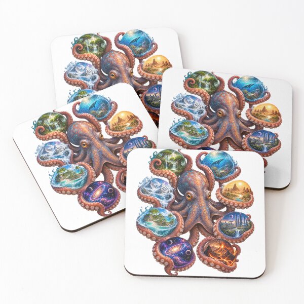 Item preview, Octopus Holding Eight Mini Worlds – Surreal Fantasy Ocean Universe Art designed and sold by okay 2 look .