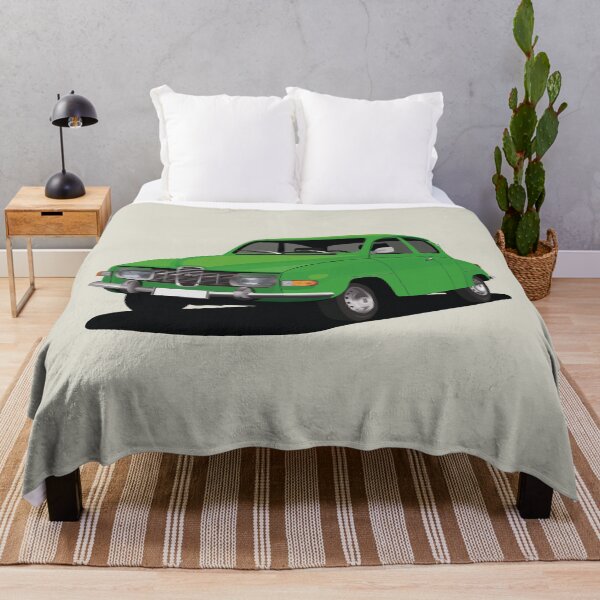Aperçu de l'œuvre Saab 96 verte, voiture suédoise classique créée et vendue par knappidesign.