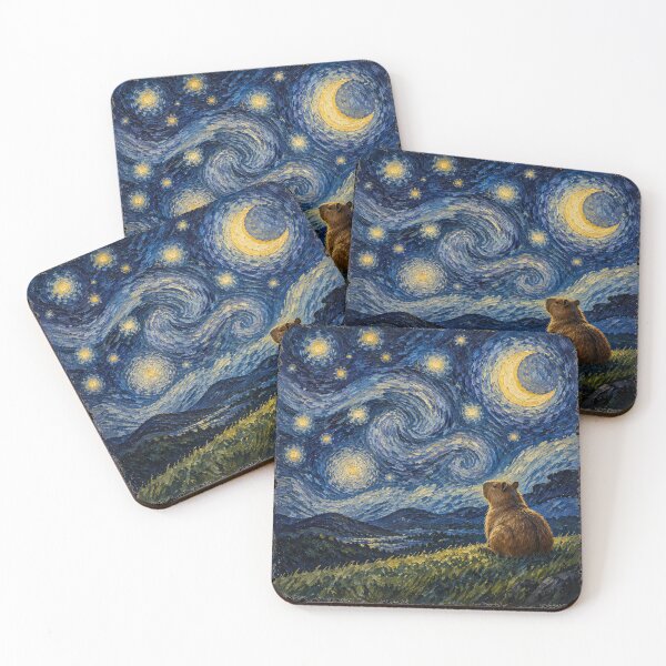 Item preview, Capybara Under A Starry Night Painting designed and sold by The Mellonaire.