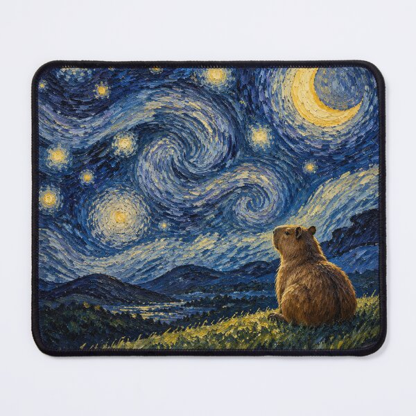 Item preview, Capybara Under A Starry Night Painting designed and sold by The Mellonaire.