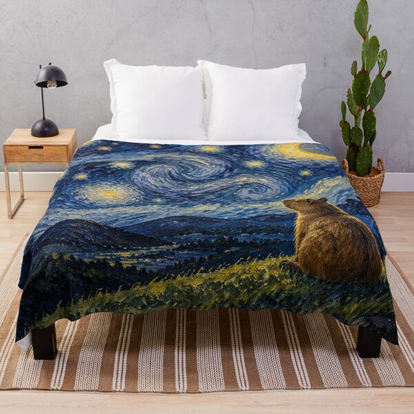 Item preview, Capybara Under A Starry Night Painting designed and sold by The Mellonaire.