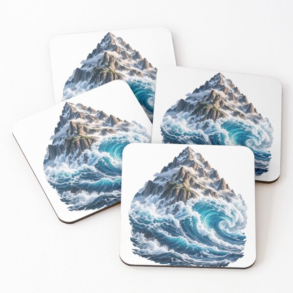 Item preview, Mountain Emerging From a Giant Wave – Surreal Ocean Nature Artwork designed and sold by okay 2 look .