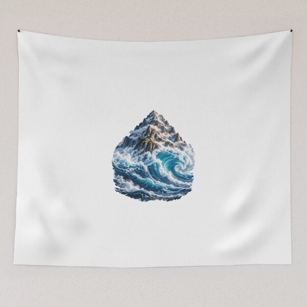 Item preview, Mountain Emerging From a Giant Wave – Surreal Ocean Nature Artwork designed and sold by okay 2 look .