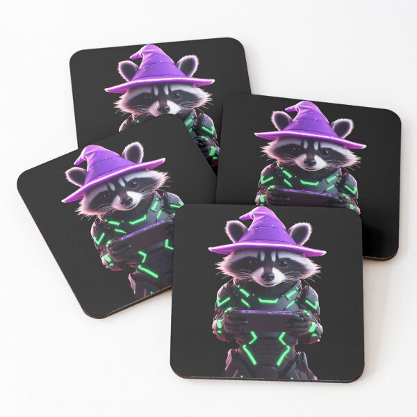 Item preview, Vibrant Cyberpunk Raccoon Mecha Glowing Witch Hat designed and sold by Cyber Gold Studio.