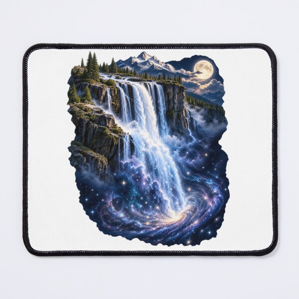 Item preview, Waterfall Falling Into the Night Sky – Cosmic Nature Surreal Landscape designed and sold by okay 2 look .