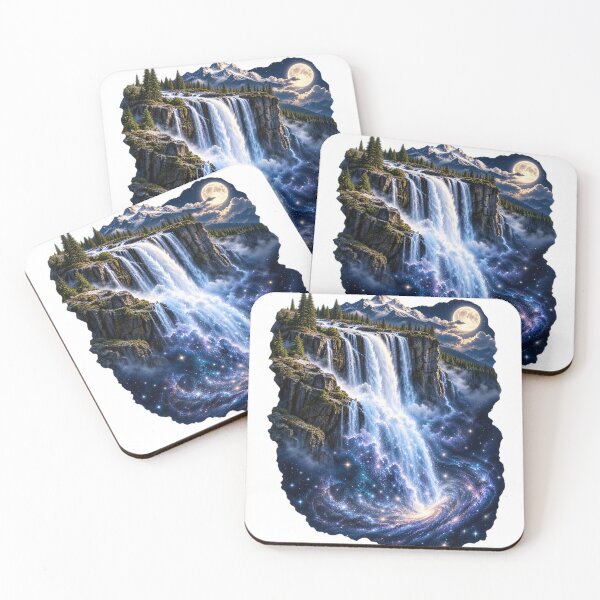Item preview, Waterfall Falling Into the Night Sky – Cosmic Nature Surreal Landscape designed and sold by okay 2 look .