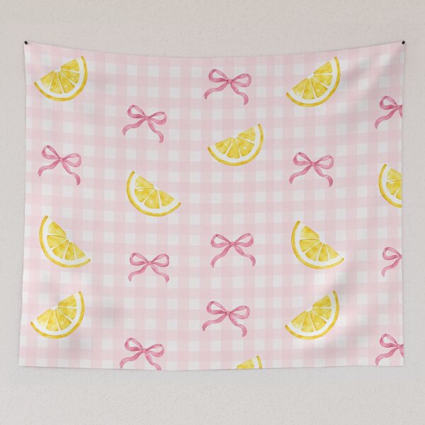 Item preview, Lemon Slice Pink Bow Gingham Pattern designed and sold by Luv4tete.