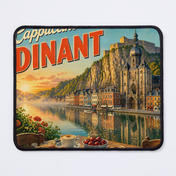 Item preview, Cappuccino in Dinant Belgium – Vintage Travel Poster designed and sold by LSVart.