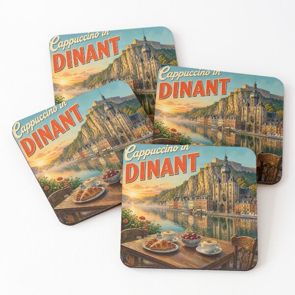 Item preview, Cappuccino in Dinant Belgium – Vintage Travel Poster designed and sold by LSVart.