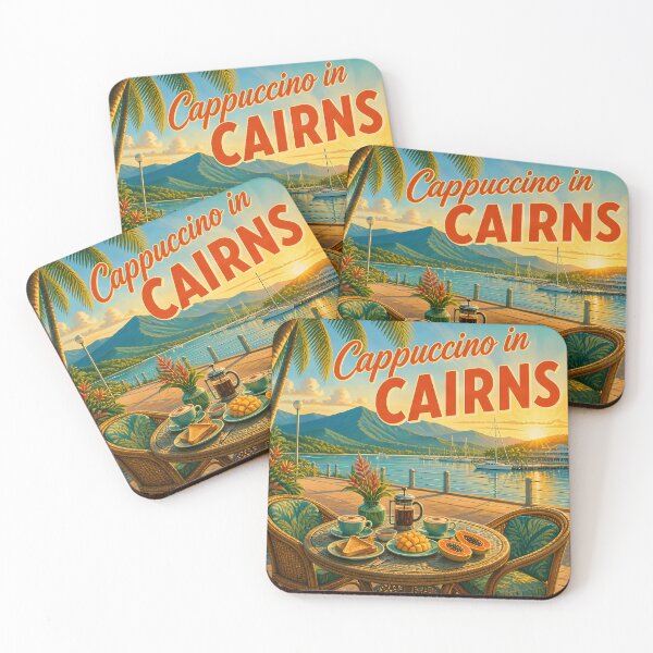 Item preview, Cappuccino in Cairns Australia – Vintage Travel Poster designed and sold by LSVart.