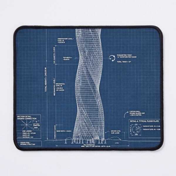 Item preview, Twisting Skyscraper Blueprint | Architectural Technical Drawing designed and sold by Robert Lucio.