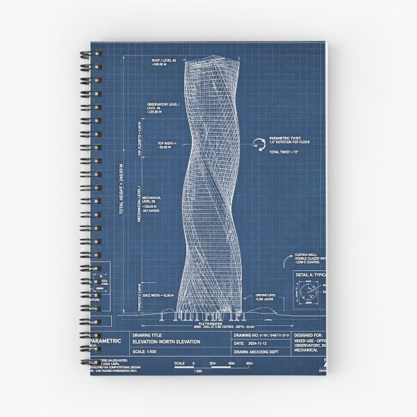 Item preview, Twisting Skyscraper Blueprint | Architectural Technical Drawing designed and sold by Robert Lucio.