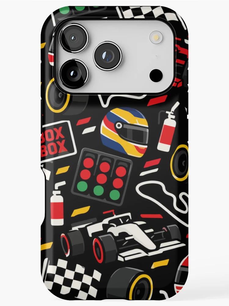 Thumbnail 1 of 4, iPhone Case, Box Box Racing – Formula Racing Motorsport Seamless Pattern - F1 designed and sold by therockstuff.