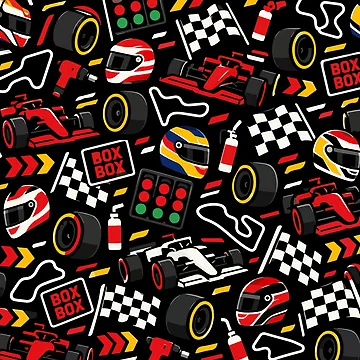 Artwork thumbnail, Box Box Racing – Formula Racing Motorsport Seamless Pattern - F1 by therockstuff