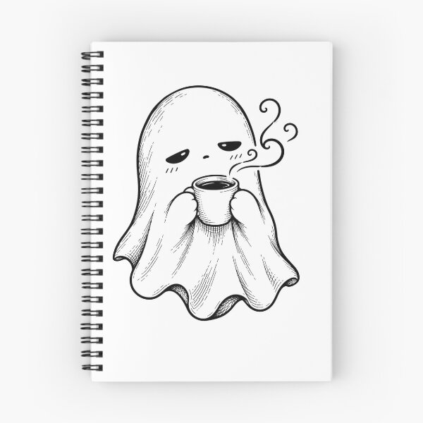 Item preview, Boo-sy Cute Ghost with Coffee – Funny Halloween Design designed and sold by REZA1212.