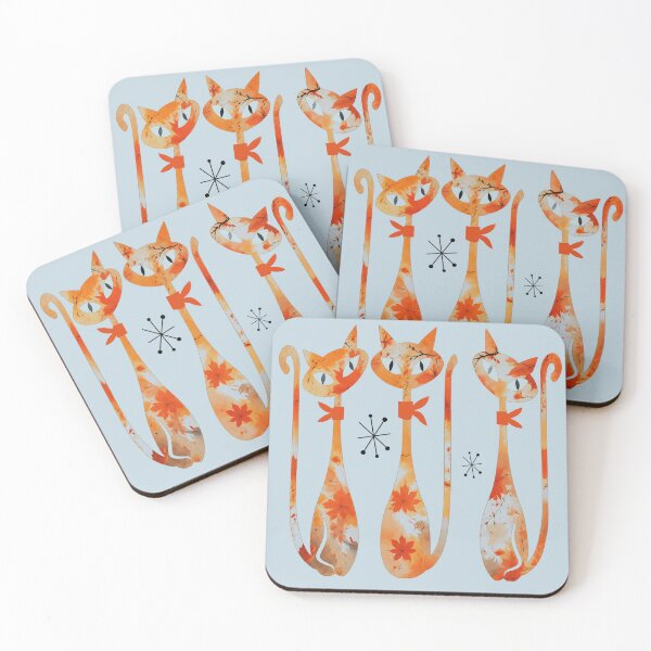 Item preview, Autumn leaves & blue sky retro cool cats designed and sold by 247DesignStudio.