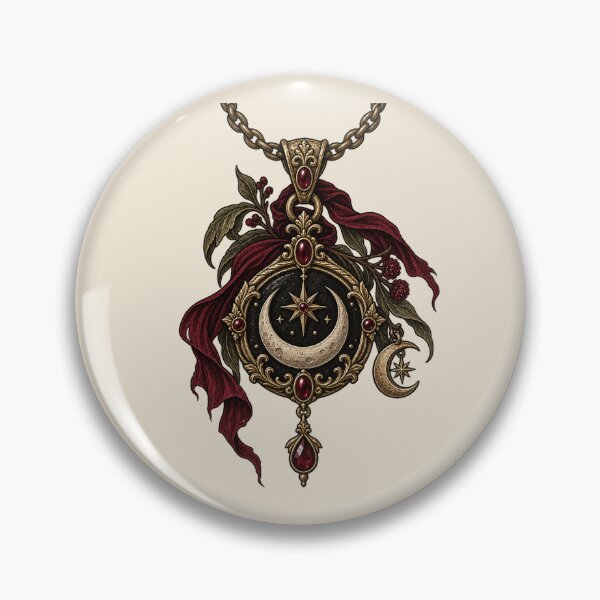 Item preview, Gothic Moon Pendant – Crimson Celestial Necklace designed and sold by MetaModel Editions.