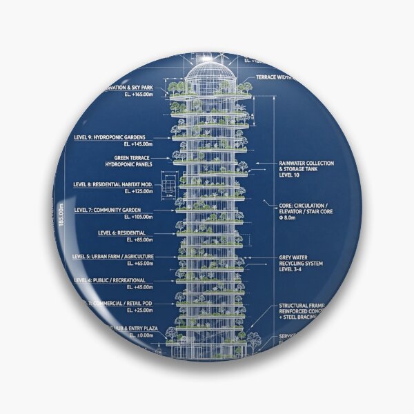Item preview, Vertical Garden Arcology Blueprint | Future City Elevation designed and sold by Robert Lucio.