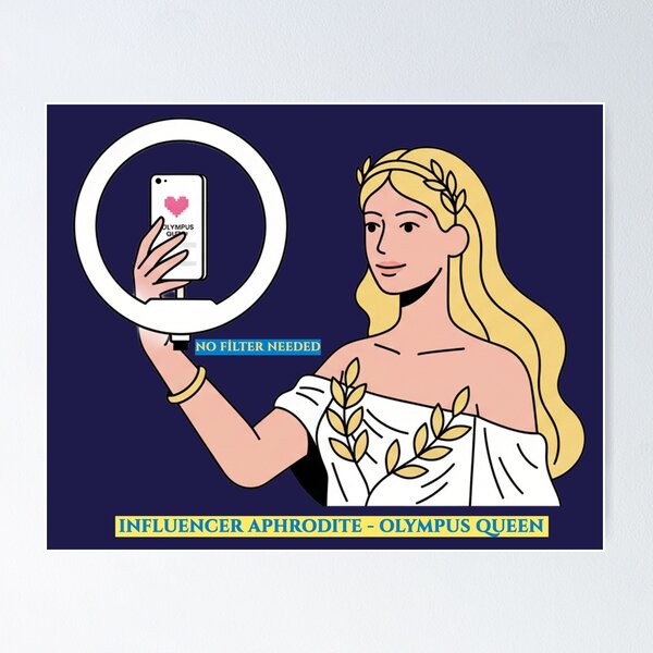 Item preview, Influencer Aphrodite Olympus Queen: Funny Mythology Art designed and sold by codex antique.
