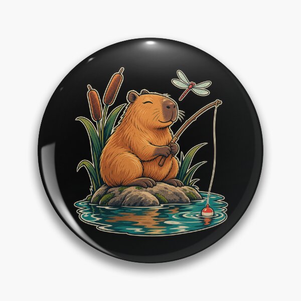 Item preview, Patient Capybara Fishing by the Reeds designed and sold by JesterKrewArt.