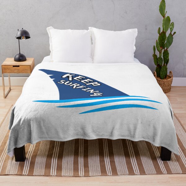 Item preview, Keep Surfing – Funny Shark Fin Surf Design designed and sold by Sandy's Cheeky Studio.